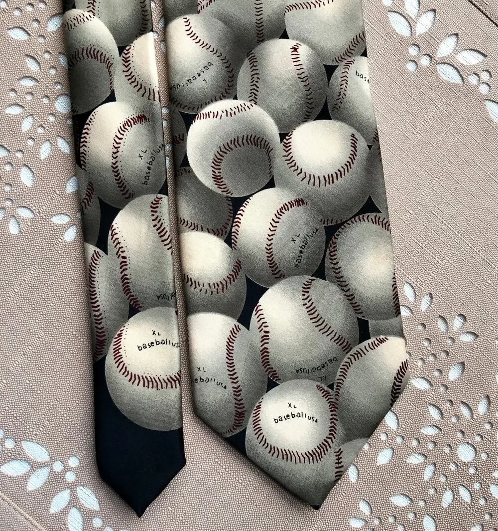 Parquet Geometric Baseball Print Necktie